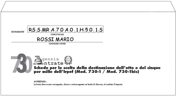 730 2006: busta per la consegna delle scelte dell'otto e del cinque per mille