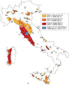 mappa potenziale geotermico italiano